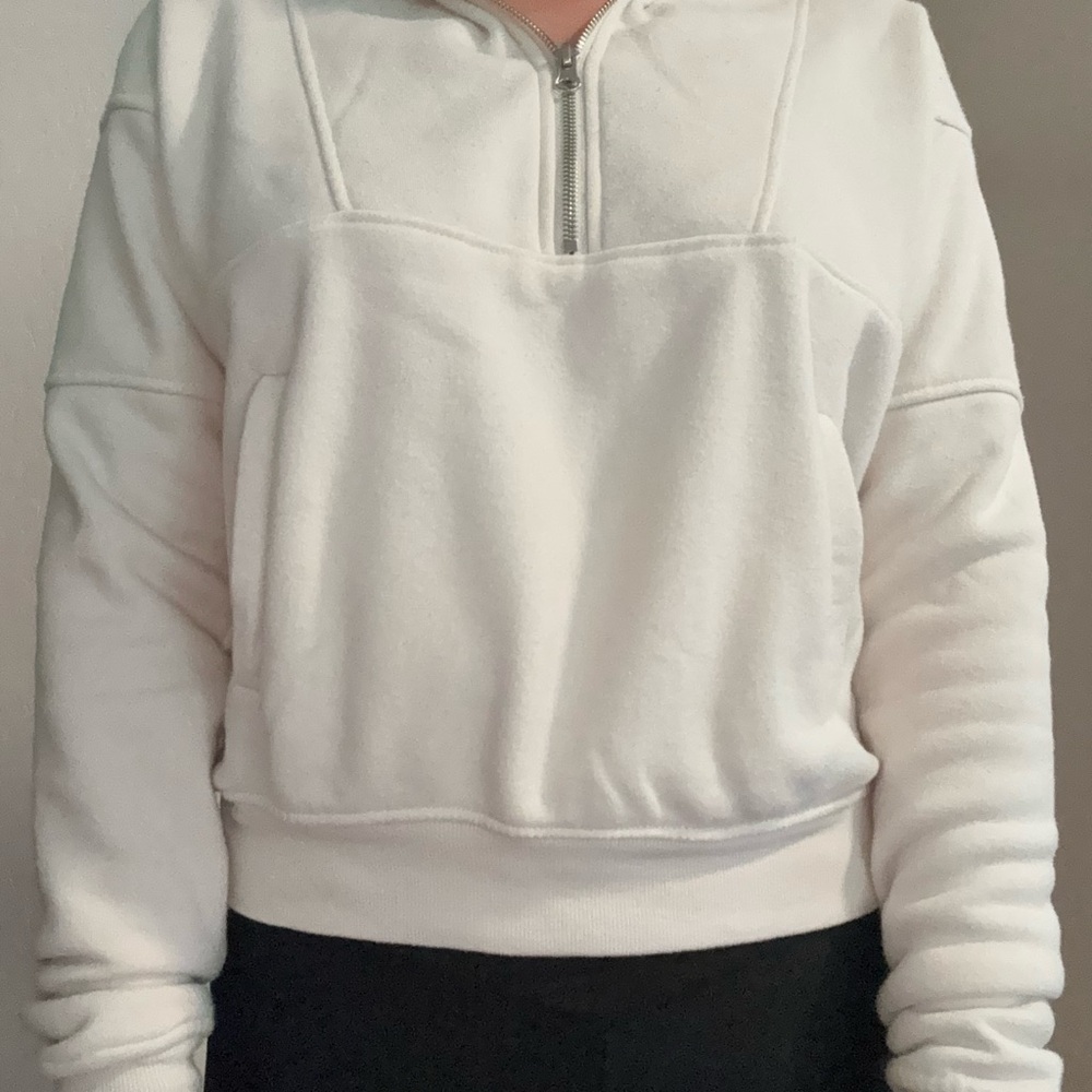 Cozy White Half-Zip Sweatshirt